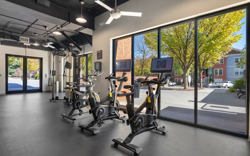 Bikes looking at exterior of community