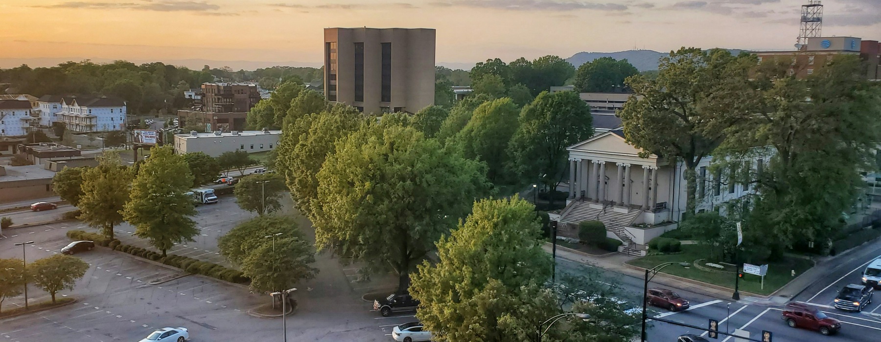 aerial of downtown Greenvilleq