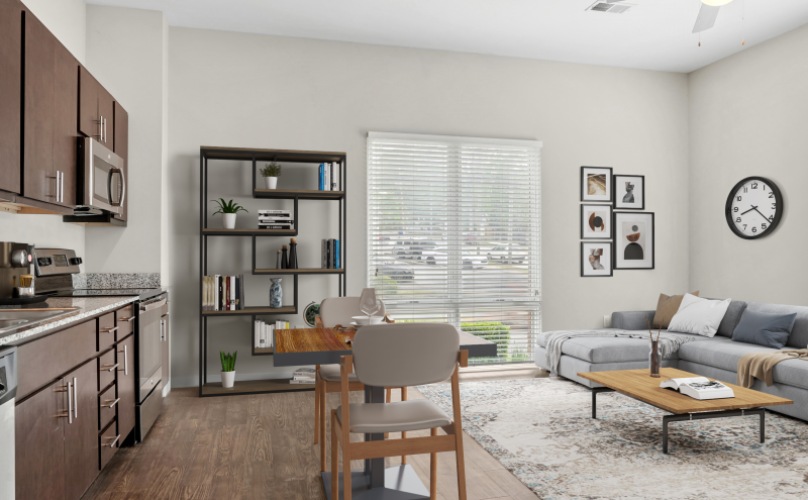 kitchen living and dining room